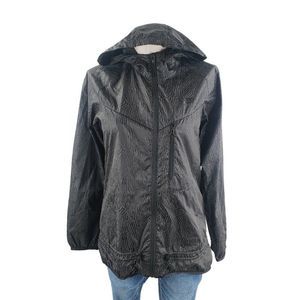 Nike Women's Black Tiger Print Long Sleeve Hooded Casual Rain Jacket Size S